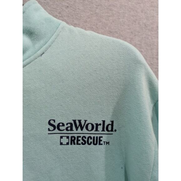 SeaWorld Rescue Crop Sweater JR Girls 2XL Mint Green 1/4 Zip Crop Cut Fleece New - Picture 3 of 10